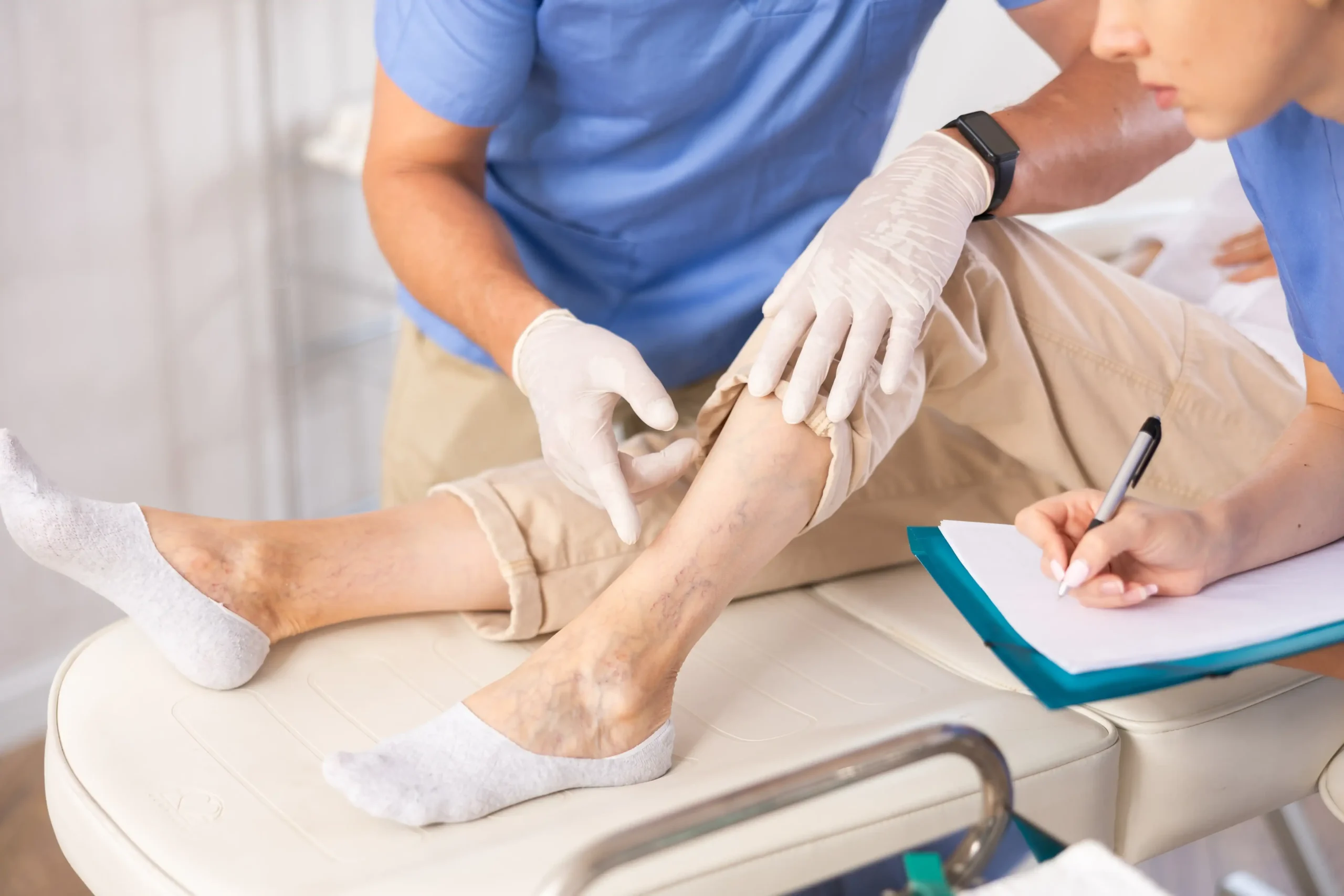 Vein specialist treating vein-related leg cramps in Astoria, NY.